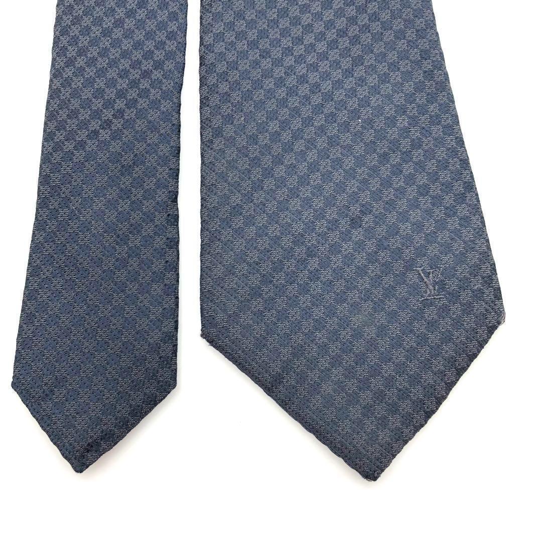 ヴィトン LOUIS VUITTON ネクタイ ネイビー ダミエ シルク