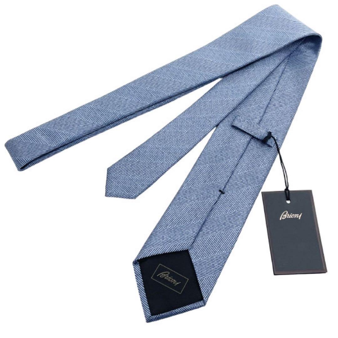 未使用 ブリオーニ ネクタイ シルク ブルー系 15954