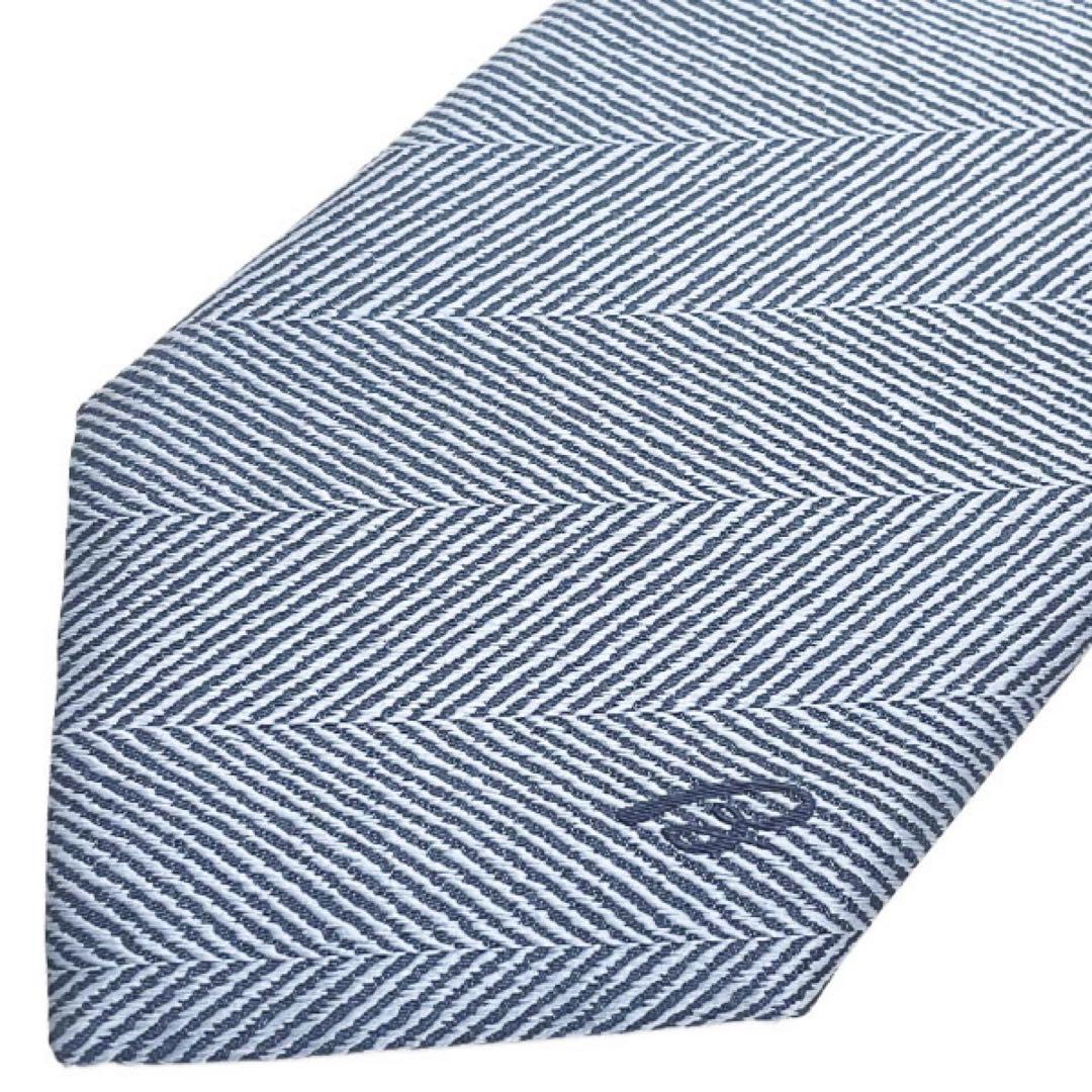 未使用 ブリオーニ ネクタイ シルク ブルー系 15954