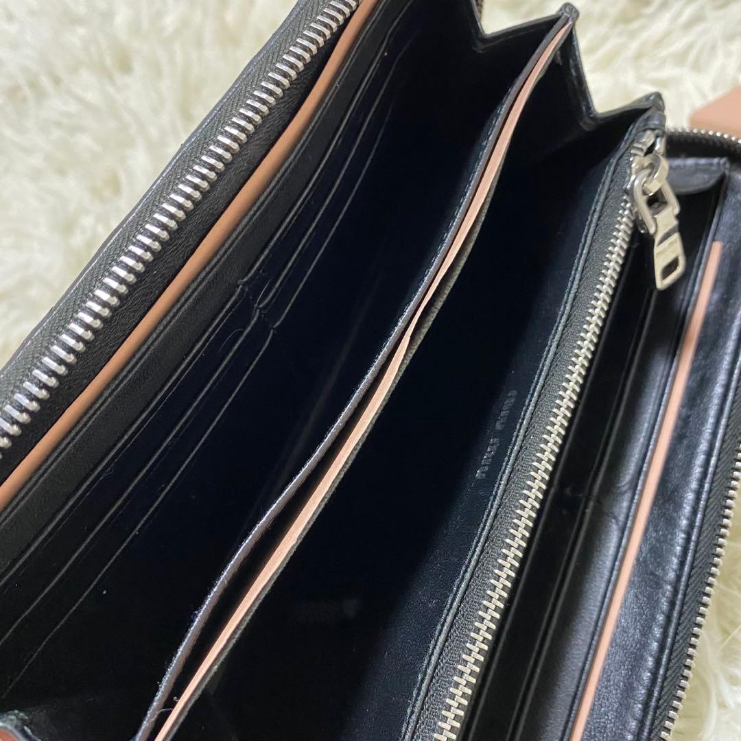 【極美品◦付属品完備✨】MIUMIU 長財布 ラウンド マテラッセ クリスタル黒