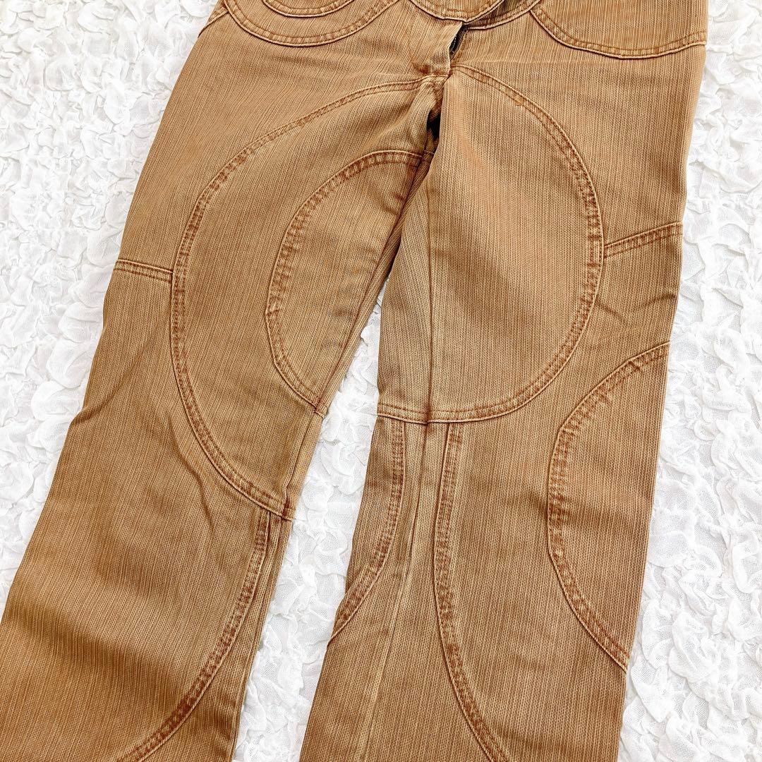 シェアースピリット　デザインパンツ　円形模様　ブラウン系　36