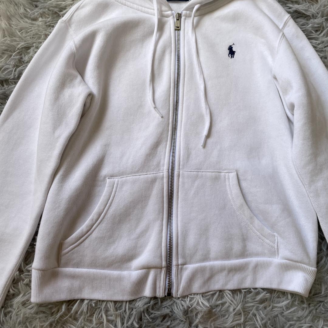 ポロ ラルフローレン ジップパーカー ホワイト レディスS 刺繍ロゴ