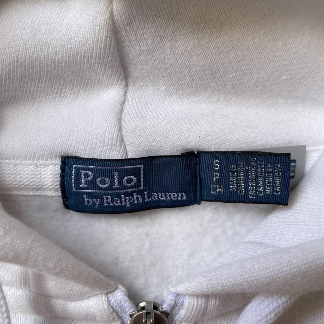 ポロ ラルフローレン ジップパーカー ホワイト レディスS 刺繍ロゴ