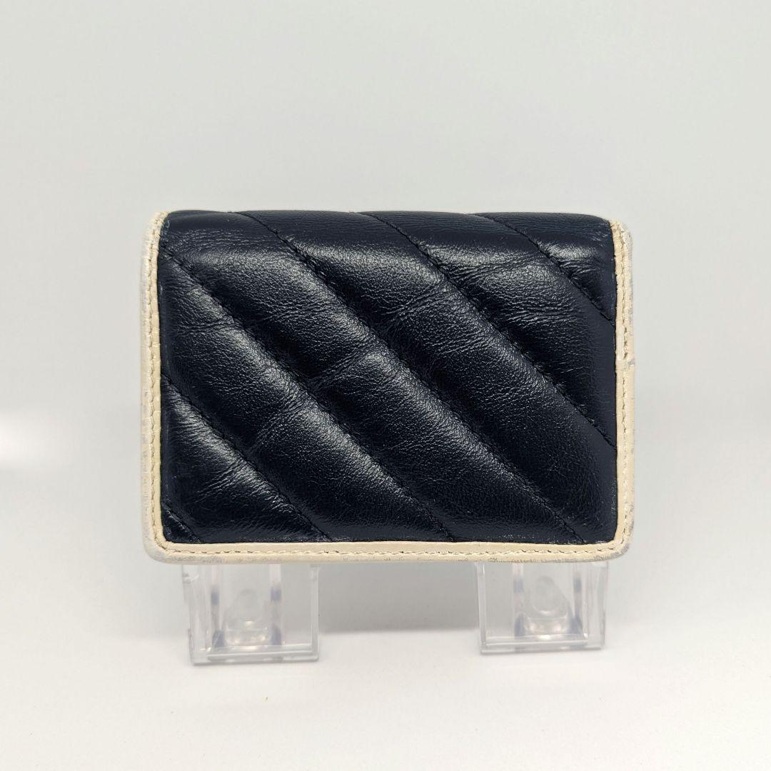 GUCCI　二つ折り財布　GG　マーモント　マトラッセ　レザー　ネイビー