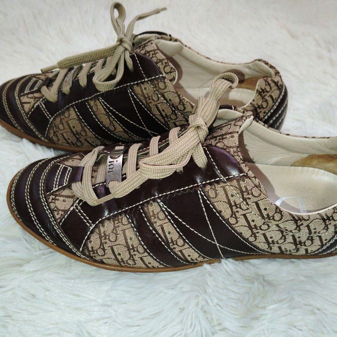 Diorディオール　レディーススニーカー　総柄　ブラウン　ベージュ　36