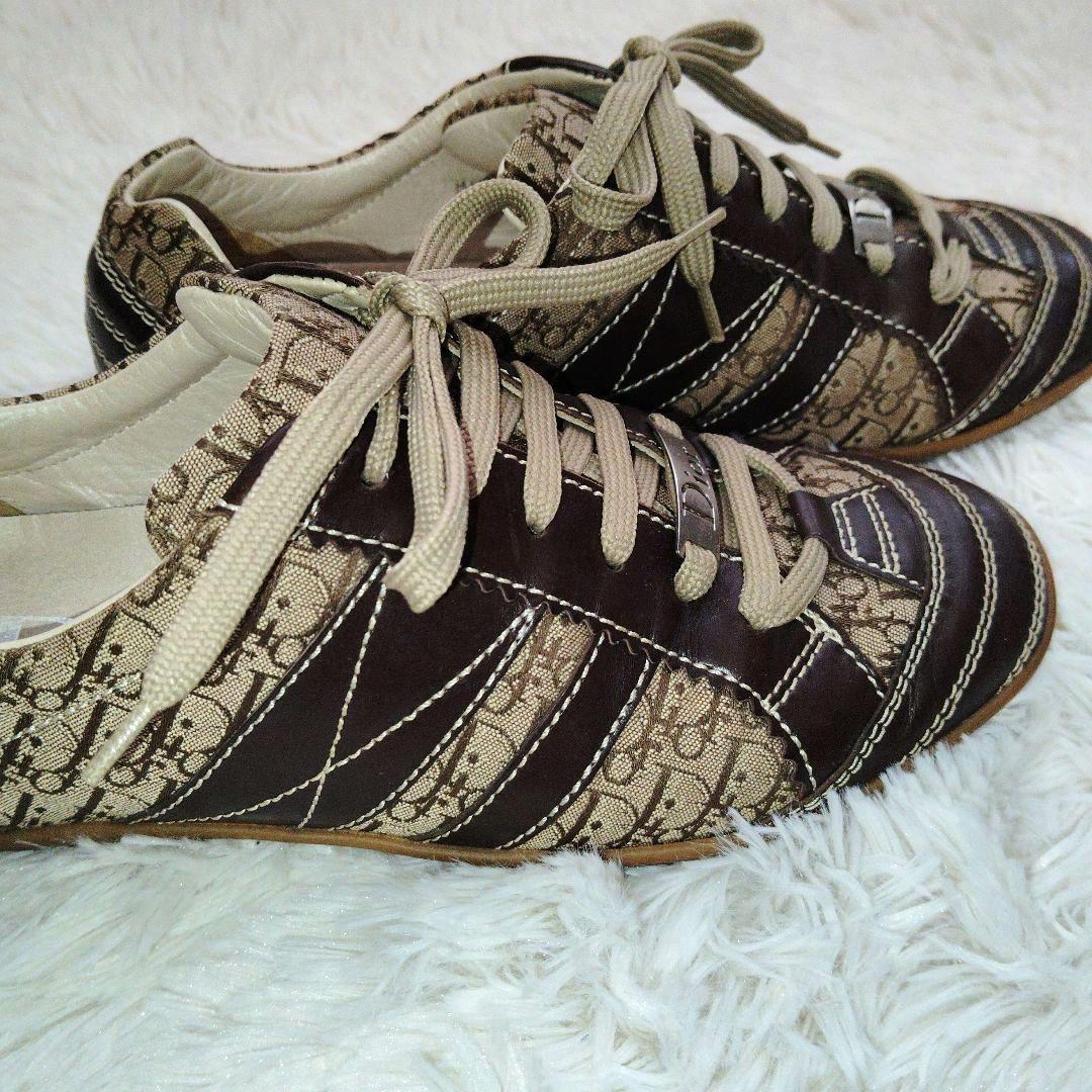 Diorディオール　レディーススニーカー　総柄　ブラウン　ベージュ　36