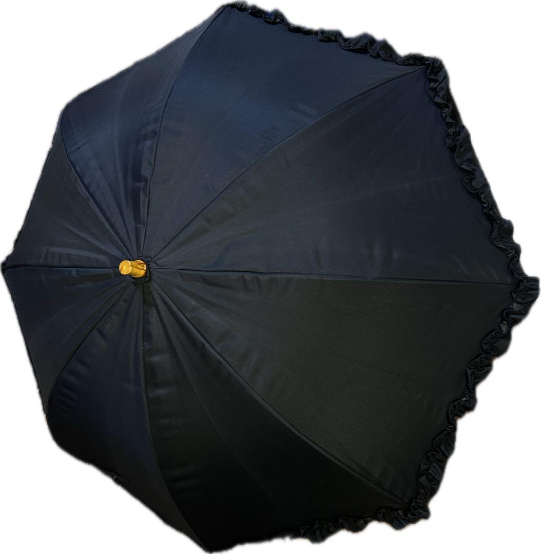 サンバリア100 日傘 フリル ブラック S 長傘　手元竹　激レア