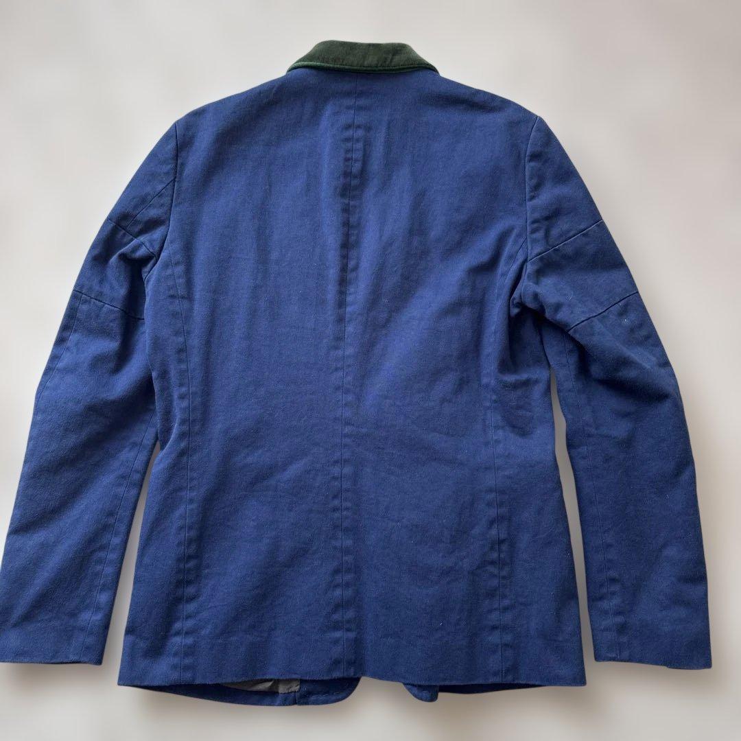 美品【ベロアきりかえ】サカイ　テーラード ジャケットM 紺　コットン