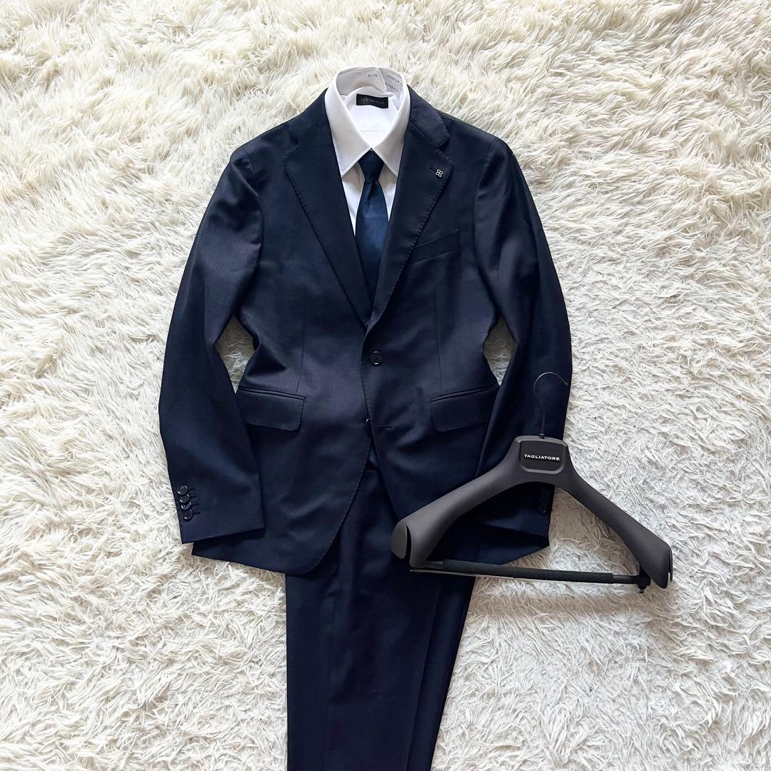 <極美品>TAGLIATORE ヴェスビオ インディゴ ウールスーツ サイズ44