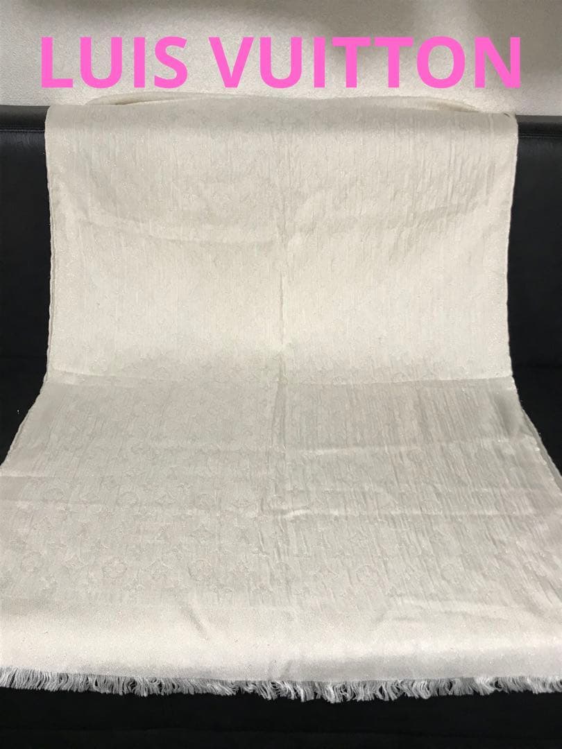 ルイヴィトン　モノグラム　シルク　ショール　ストール　ラメ　金糸　大判