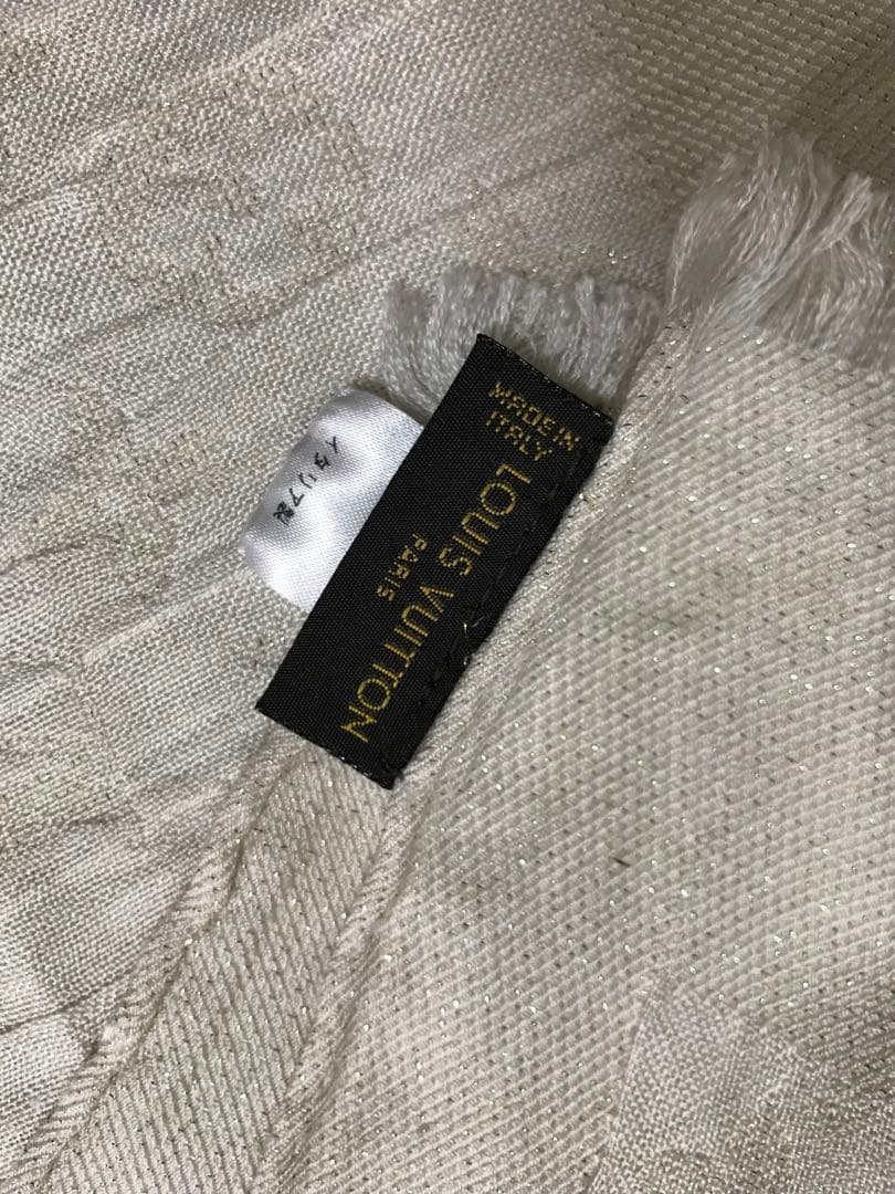 ルイヴィトン　モノグラム　シルク　ショール　ストール　ラメ　金糸　大判