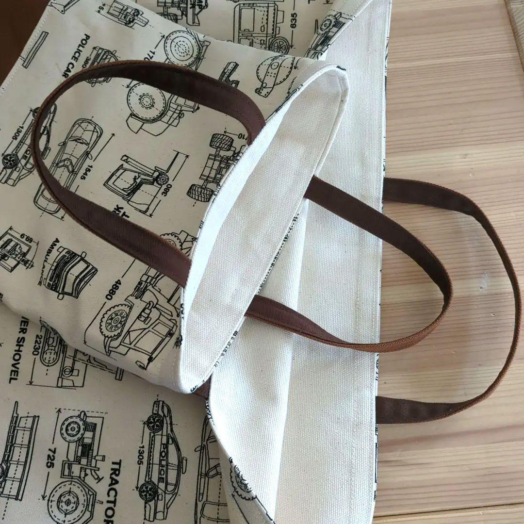 3人のmama◡̈☆　帆布　車の設計図×茶