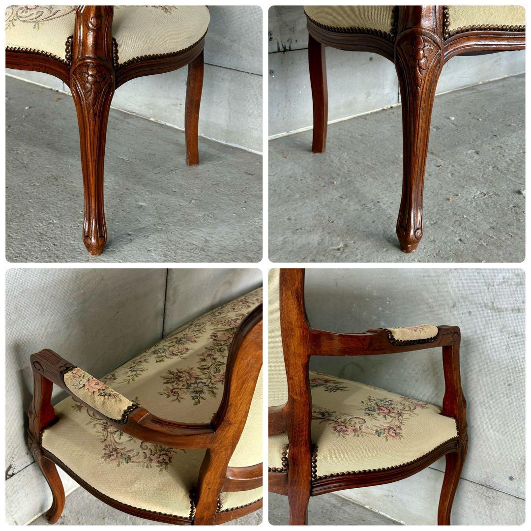 ✦王室気分✦ ロココ調アンティーク イタリア製　ゴブラン織　猫脚 ベンチソファー