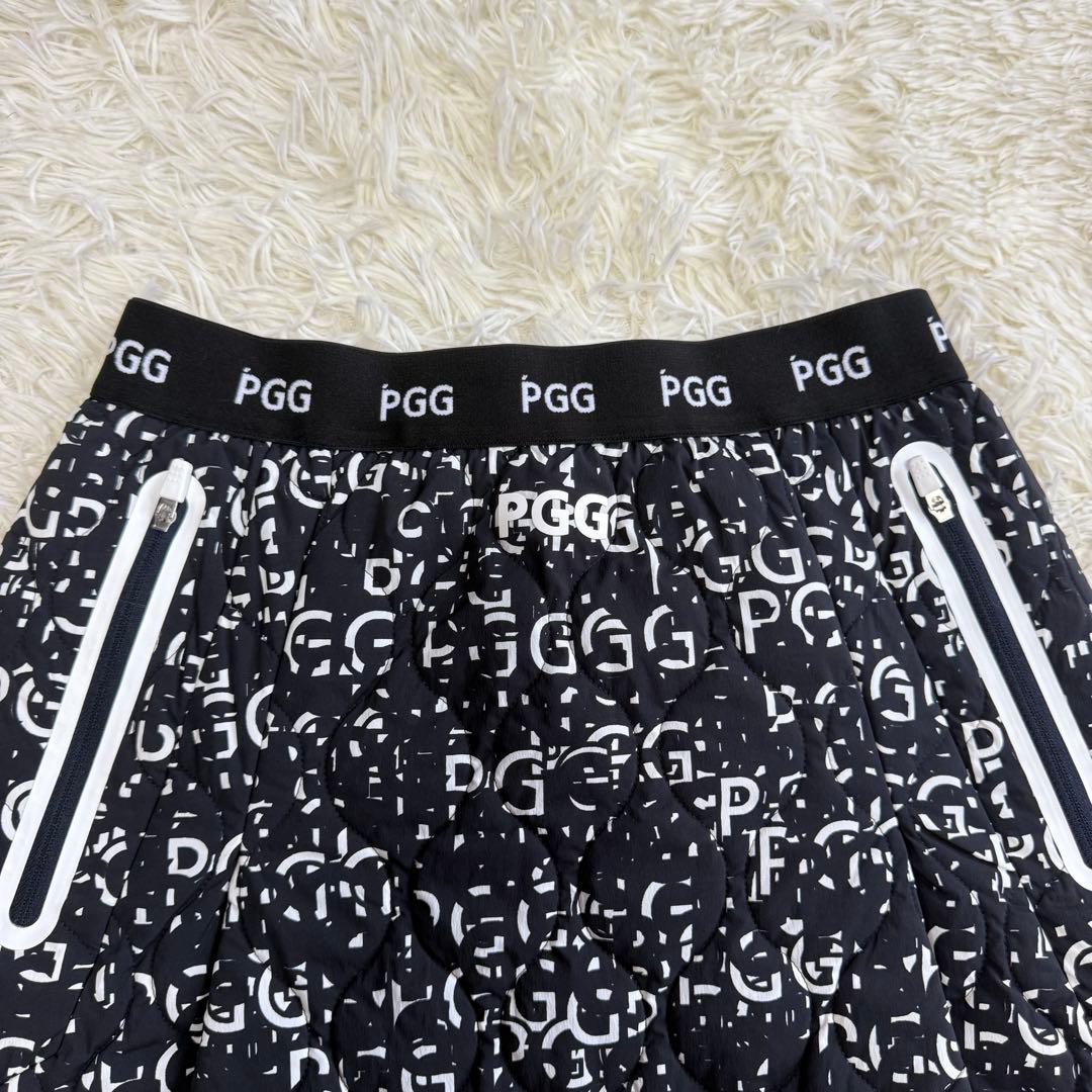 【パーリーゲイツ】美品 中綿 総柄 ブラック 0サイズ レディース