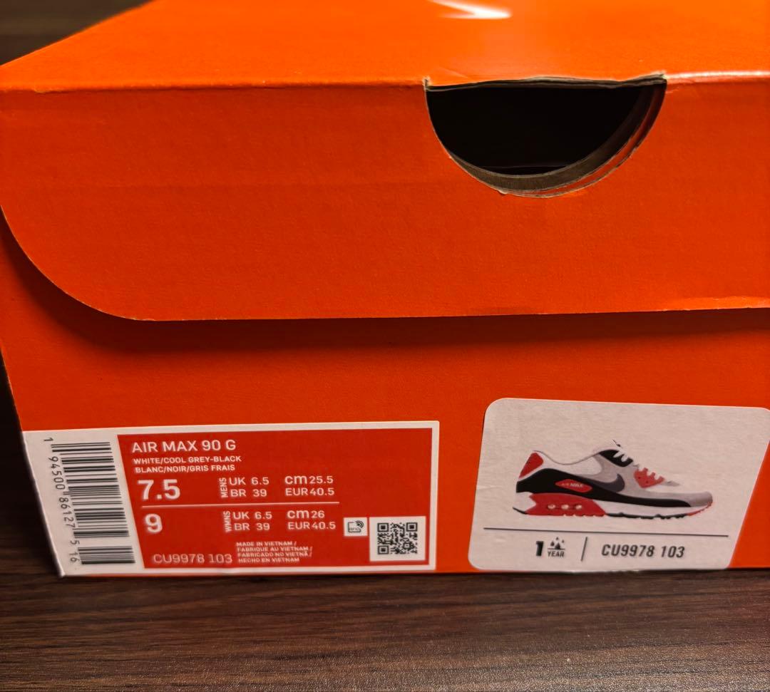 ナイキ エアマックス 90 ゴルフ インフラレッド　ほぼ未使用size25.5㎝