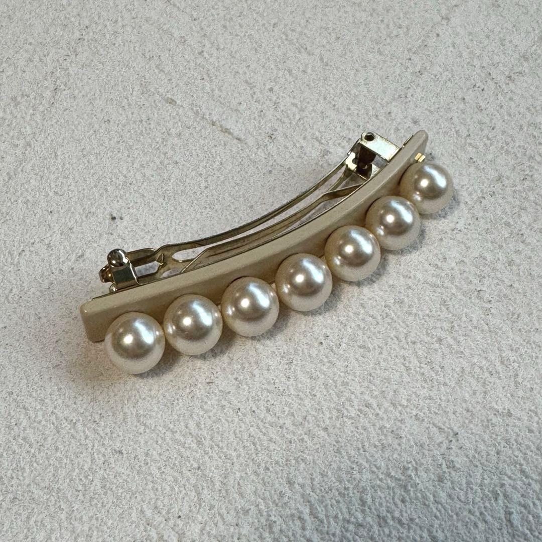 アレクサンドルドゥパリ パール バレッタ 8cm ベージュ ヘアクリップ