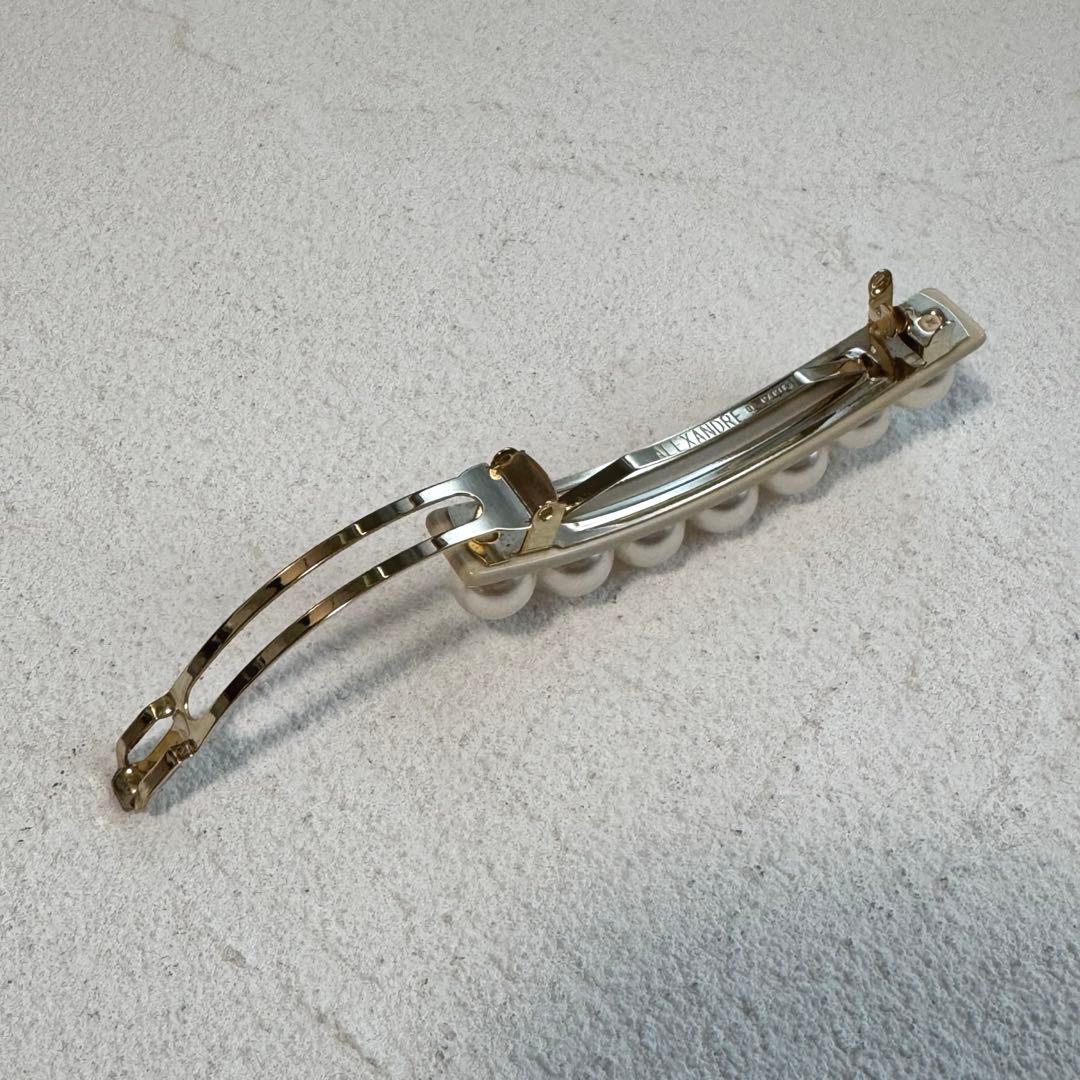 アレクサンドルドゥパリ パール バレッタ 8cm ベージュ ヘアクリップ