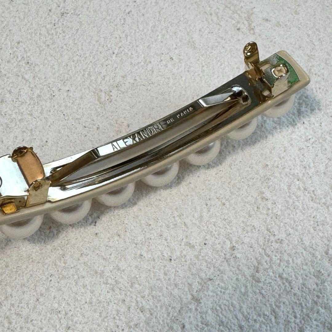 アレクサンドルドゥパリ パール バレッタ 8cm ベージュ ヘアクリップ