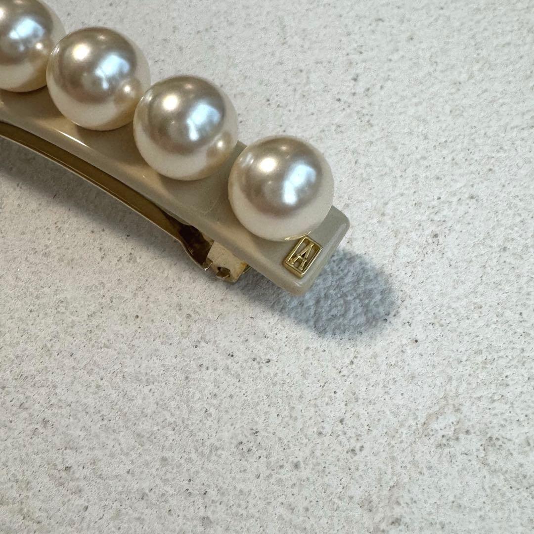 アレクサンドルドゥパリ パール バレッタ 8cm ベージュ ヘアクリップ