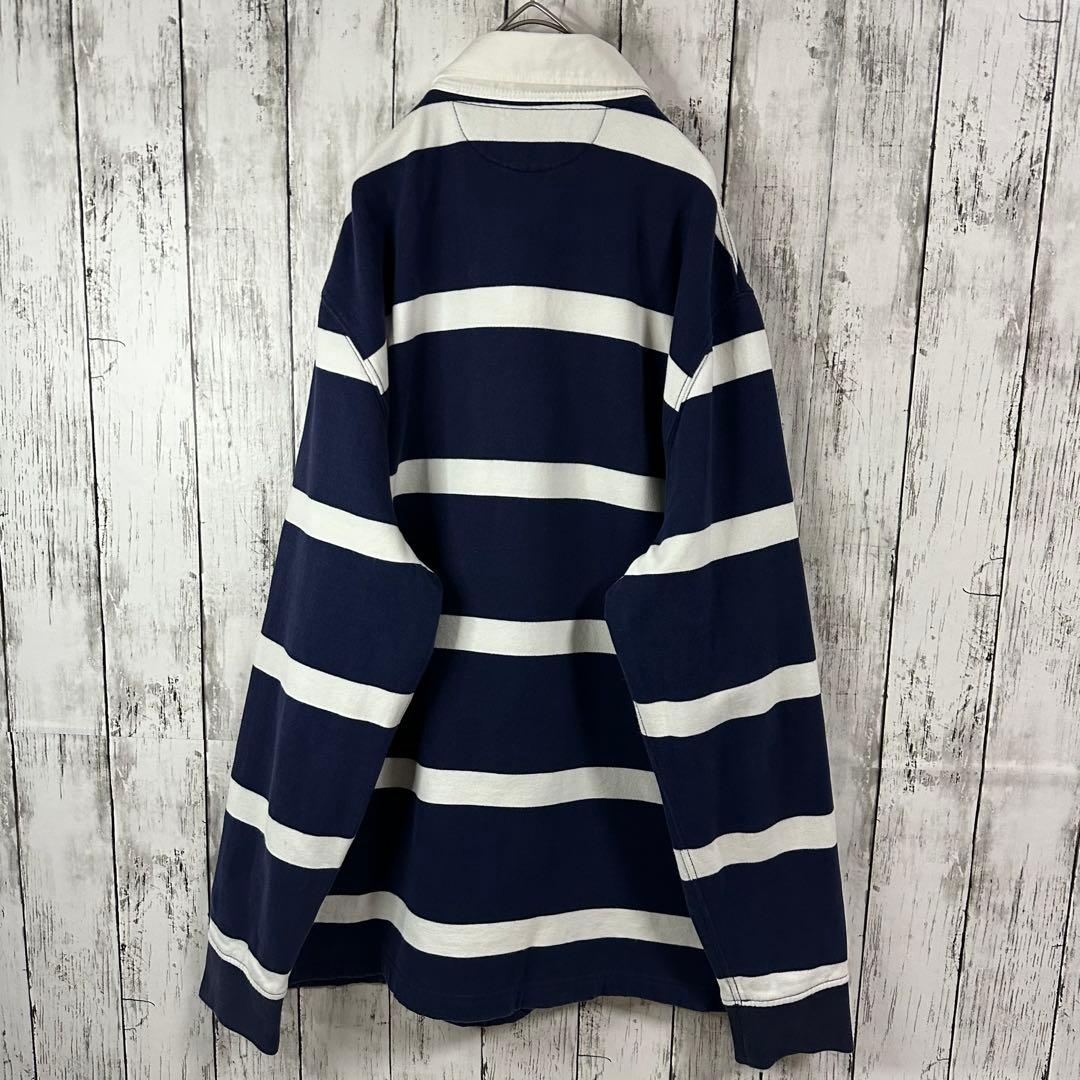 【ポロラルフローレン☆ラガーシャツ】常田大希☆裏起毛☆XL☆紺　白　金ポニー刺繍