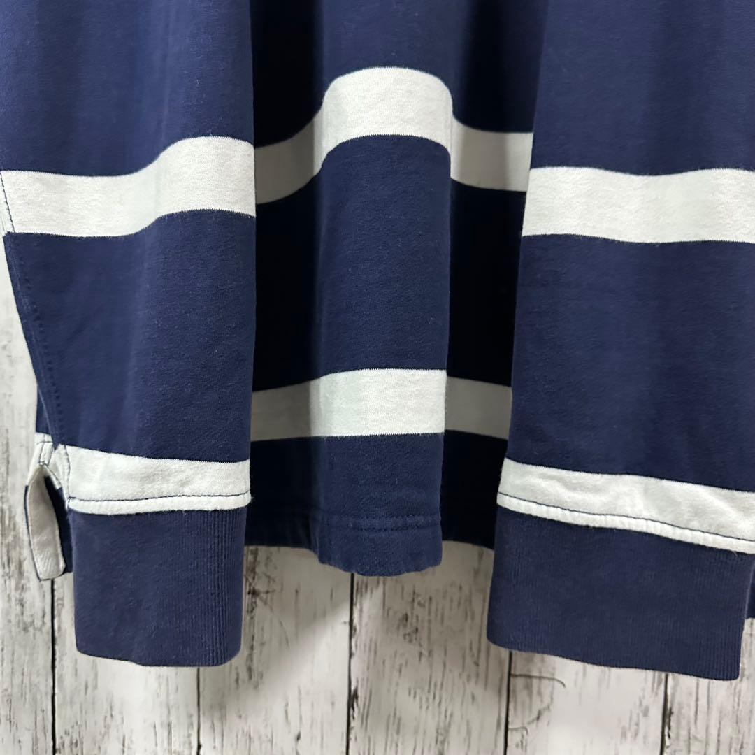 【ポロラルフローレン☆ラガーシャツ】常田大希☆裏起毛☆XL☆紺　白　金ポニー刺繍