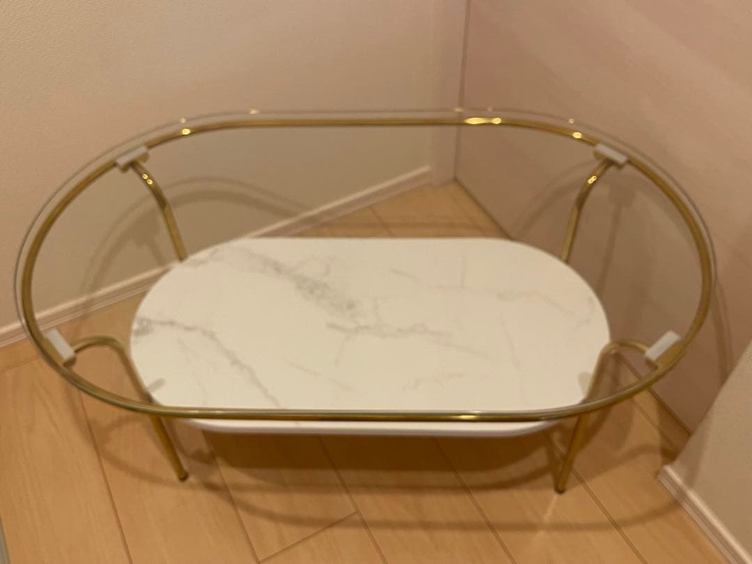 Francfranc レガートコーヒーテーブルS ゴールド×マーブル