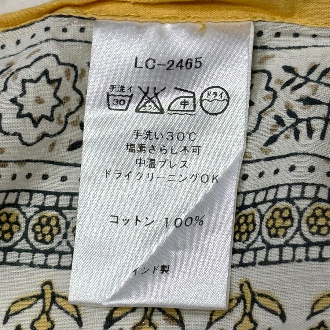 美品 ヌキテパ バンダナパターン スキッパーブラウス チュニック丈 総柄 黄