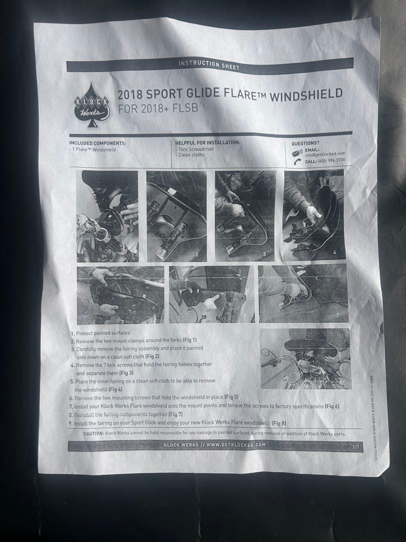 ハーレー FLSB ウインドシールド クロックワークス