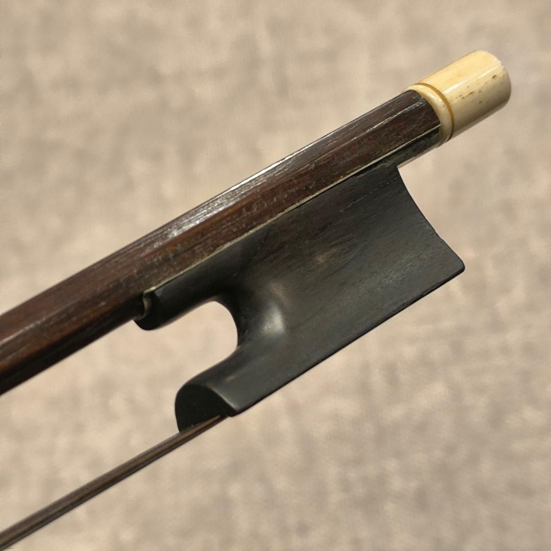 【調整済】オールドバイオリン弓 4/4 オープンフロッグ 黒茶馬毛