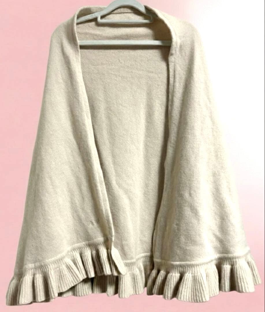 Chloé 大判ケープ ポンチョ フリルストール アンゴラ　ストールピン付き