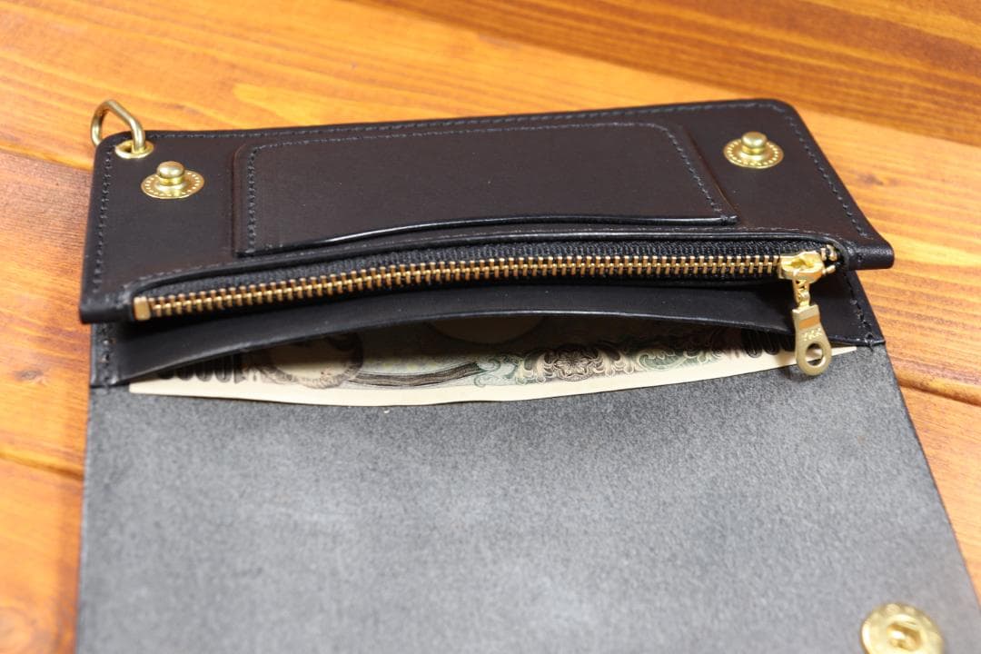 ロングトラッカーウォレット　真鍮　栃木レザー