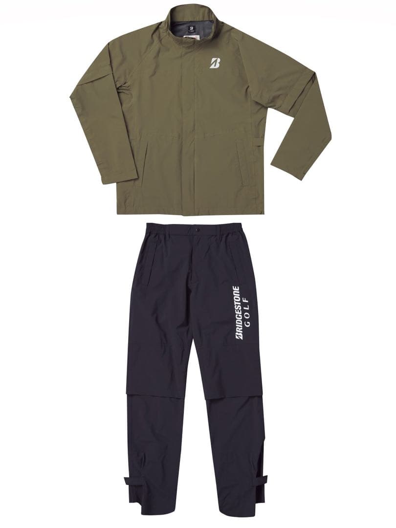 ブリヂストン ゴルフ 水神 レインウェア上下セット オリーブ/ブラック サイズM