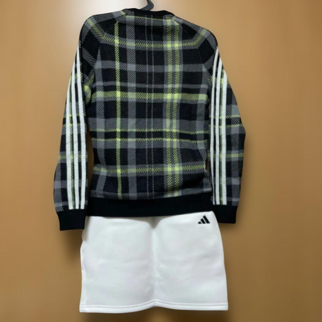 値下げ★新品★アディダスニット+ダンボールスカートセットアップチェックセーターS