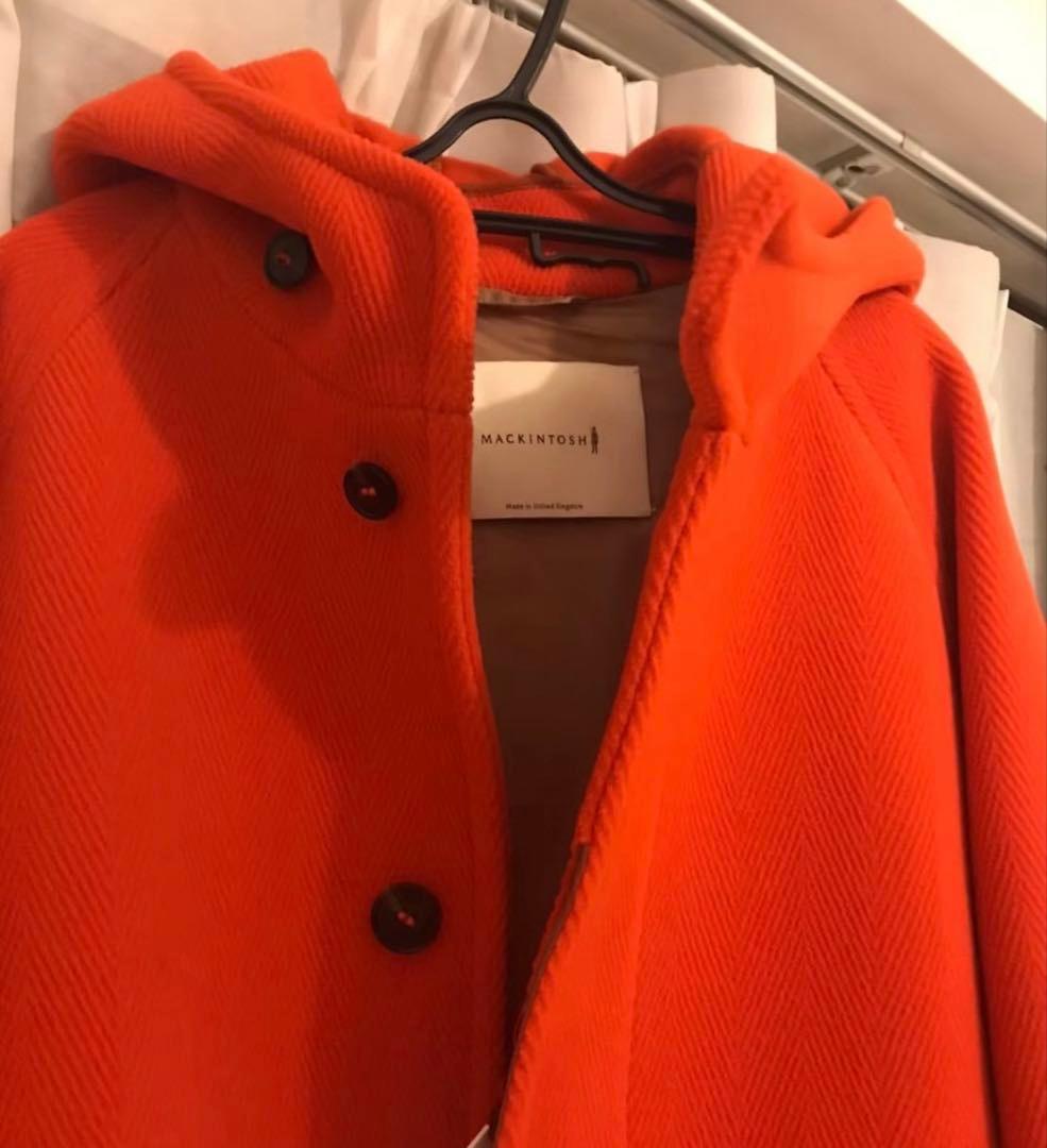 マッキントッシュ　ヘリンボーンフーデッドロングコート　36