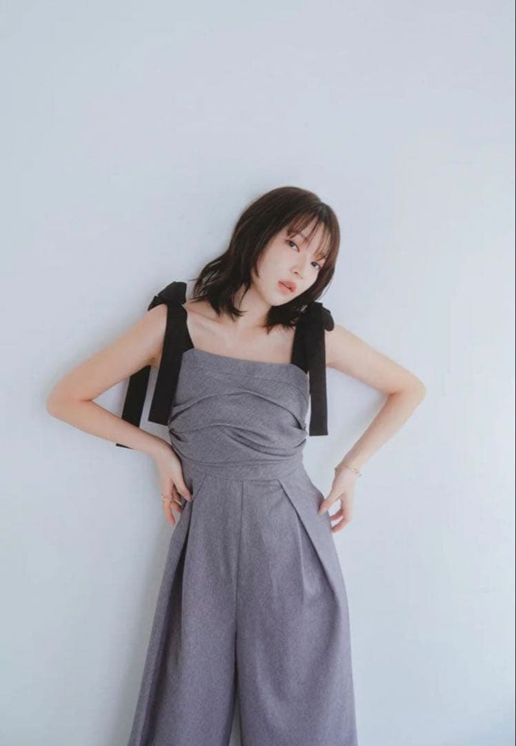 【Andequal】ribbon shoulder combinaison S