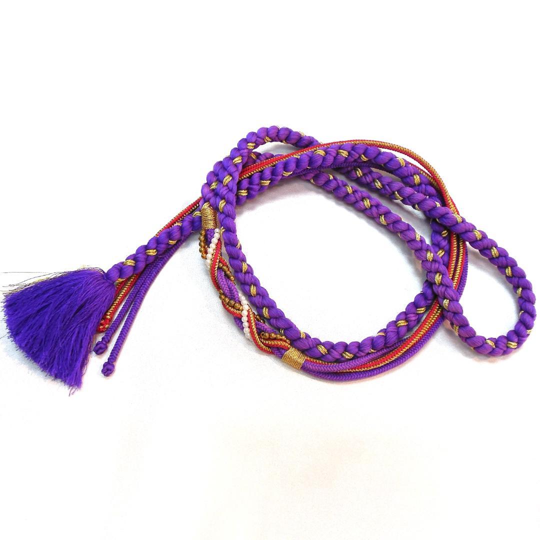 美品★振袖フルセット　正絹　成人式　振袖　7点セット　Mサイズ　紫色　花柄