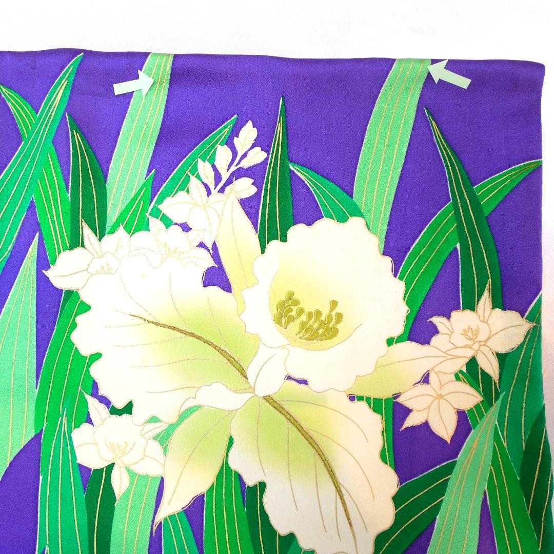 美品★振袖フルセット　正絹　成人式　振袖　7点セット　Mサイズ　紫色　花柄