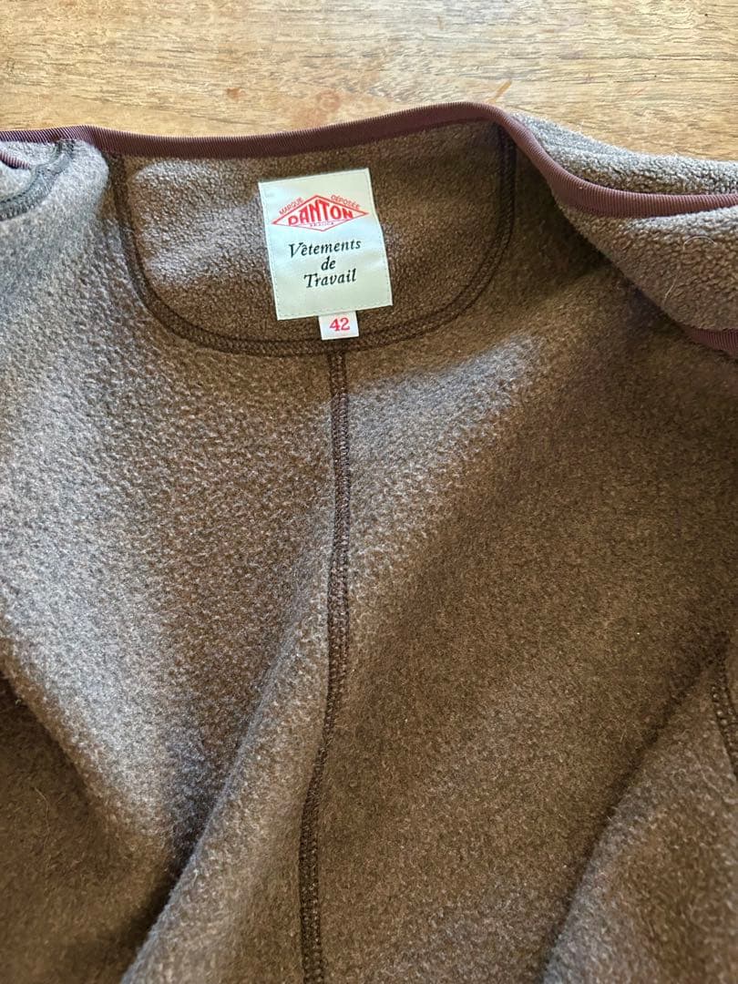 DANTONダントン フリース ノーカラージャケット 焦げ茶ブラウン サイズ42