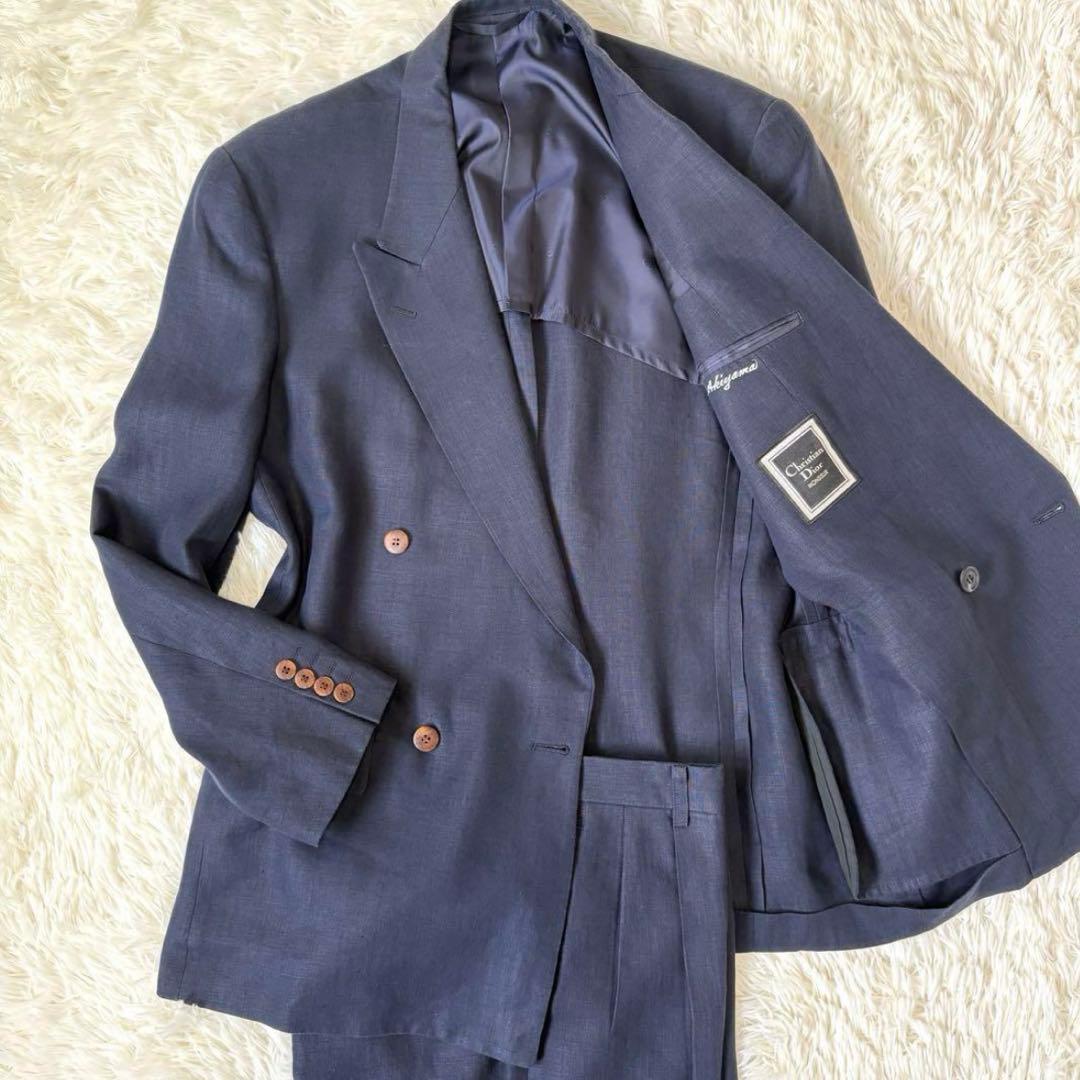 クリスチャンディオール　リネン100 ダブル　セットアップ　スーツ