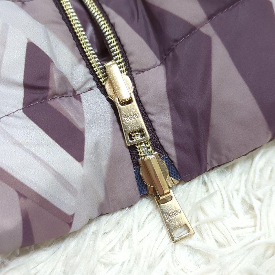 未使用級 HERNO 46 リバーシブル フレンチスリーブ ケープ ダウンベスト