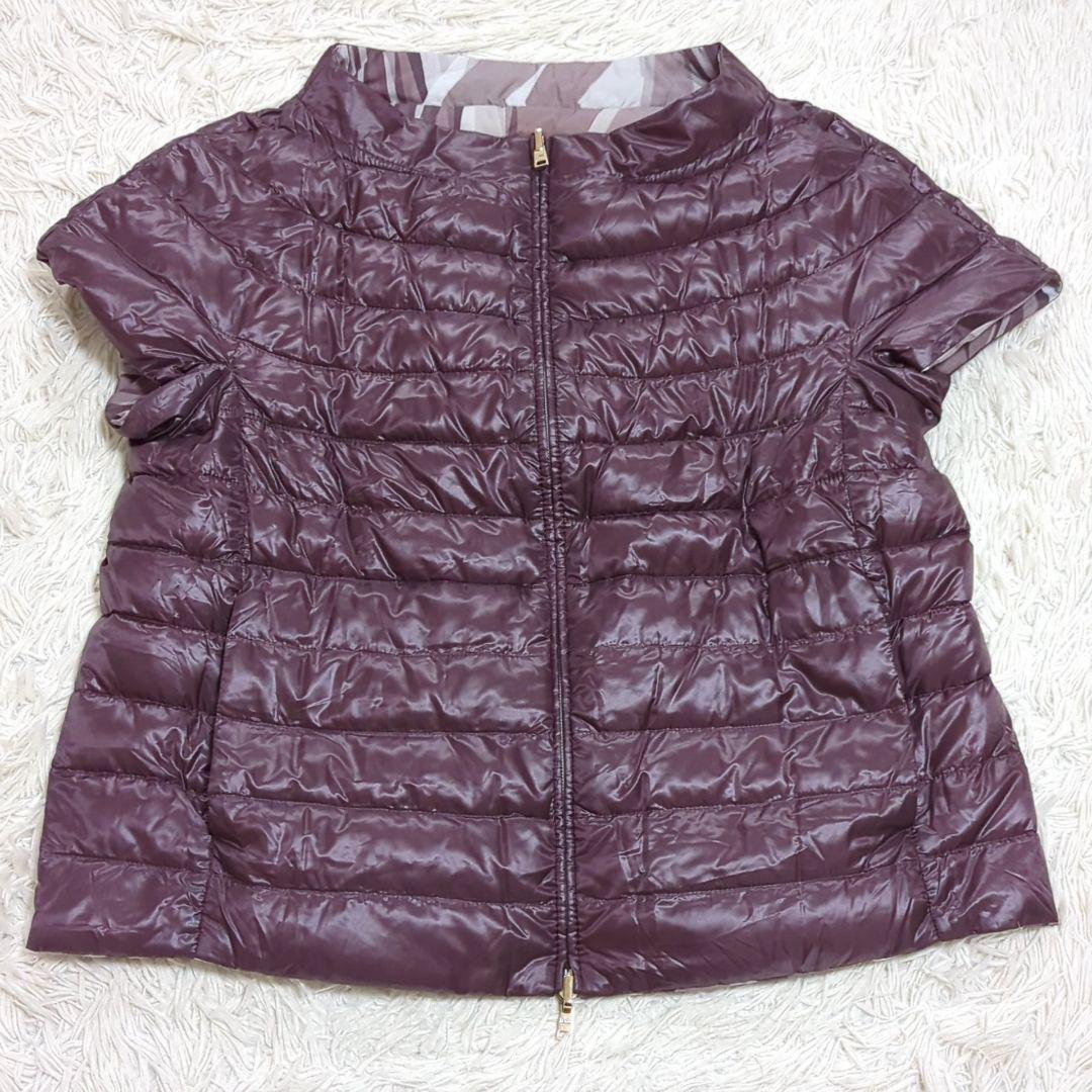 未使用級 HERNO 46 リバーシブル フレンチスリーブ ケープ ダウンベスト