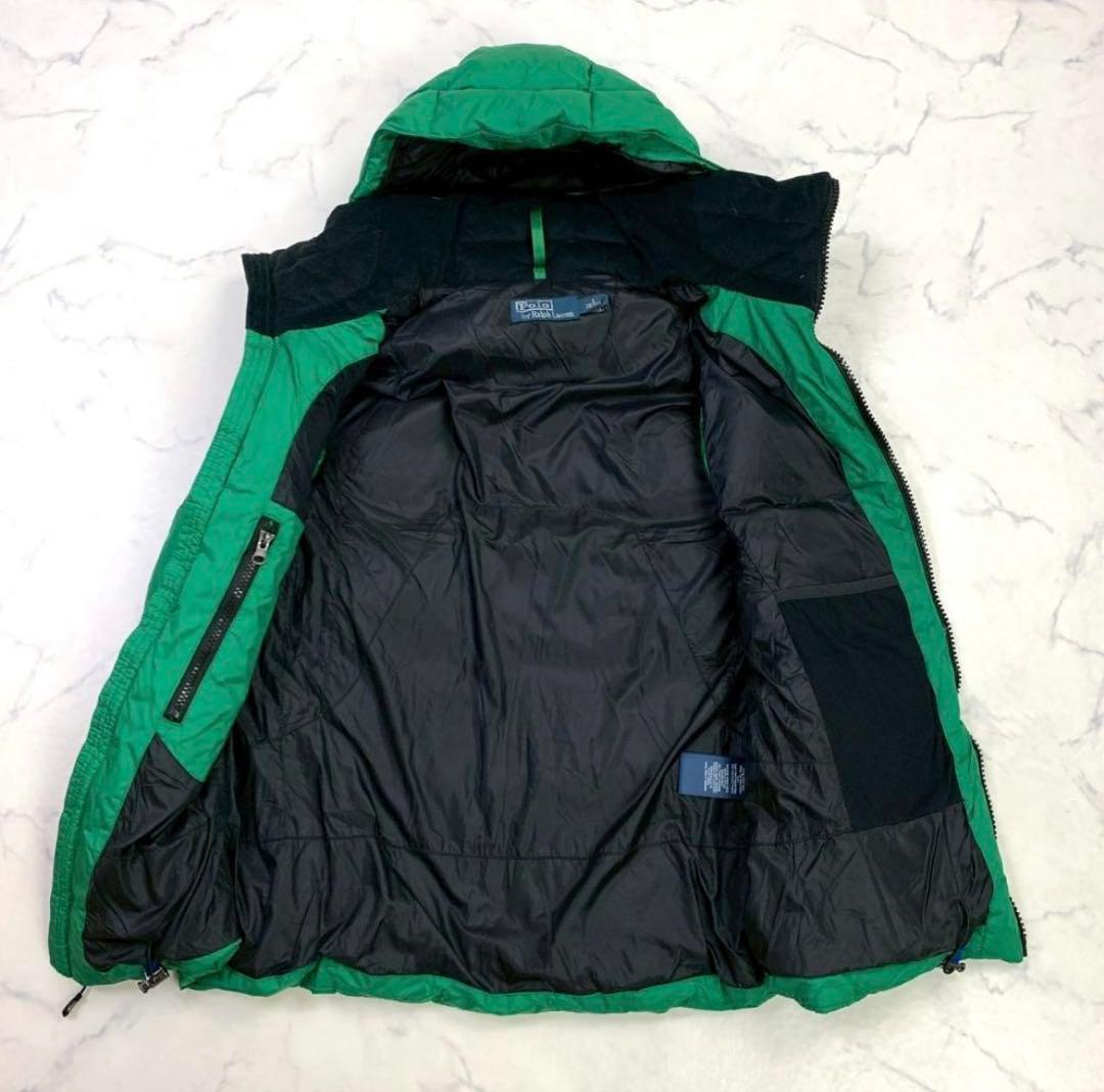 ポロラルフローレン ダウンベスト ビッグポニー 星条旗ワッペン 緑 S