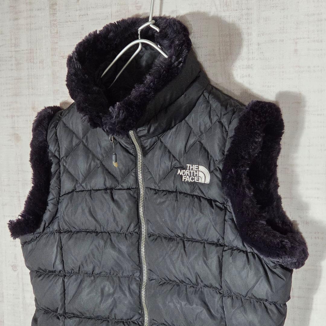希少デザイン☆ノースフェイス ファーダウンベスト キルティングベスト 黒 L