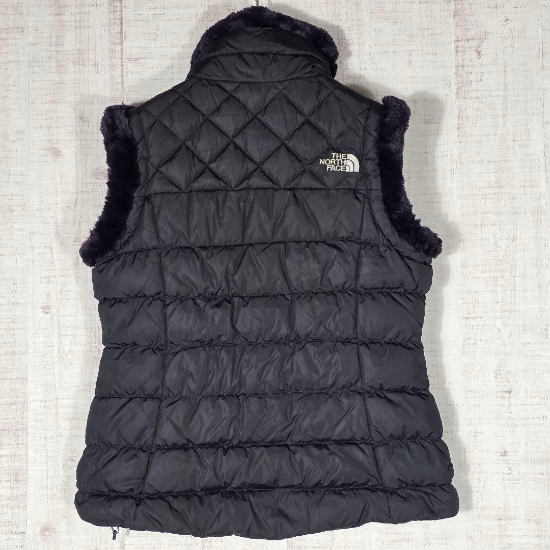 希少デザイン☆ノースフェイス ファーダウンベスト キルティングベスト 黒 L