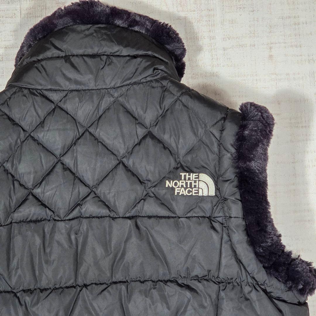 希少デザイン☆ノースフェイス ファーダウンベスト キルティングベスト 黒 L