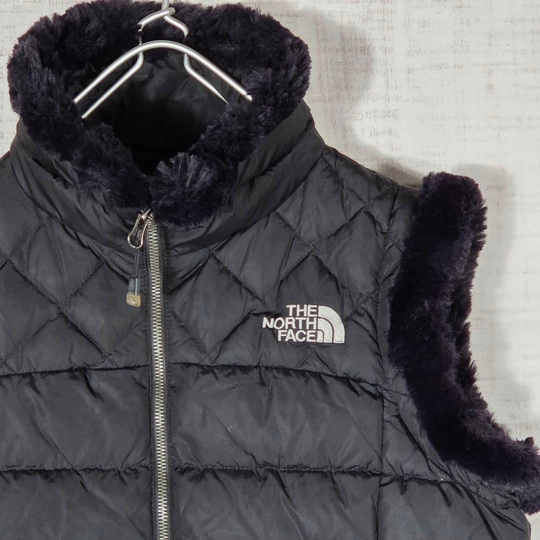 希少デザイン☆ノースフェイス ファーダウンベスト キルティングベスト 黒 L