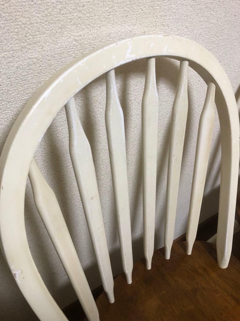 ホワイト　カントリー　ウィンザーチェア　木製ダイニングチェア2脚セット