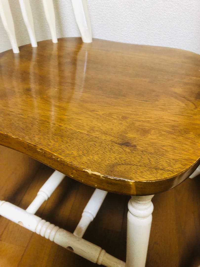 ホワイト　カントリー　ウィンザーチェア　木製ダイニングチェア2脚セット