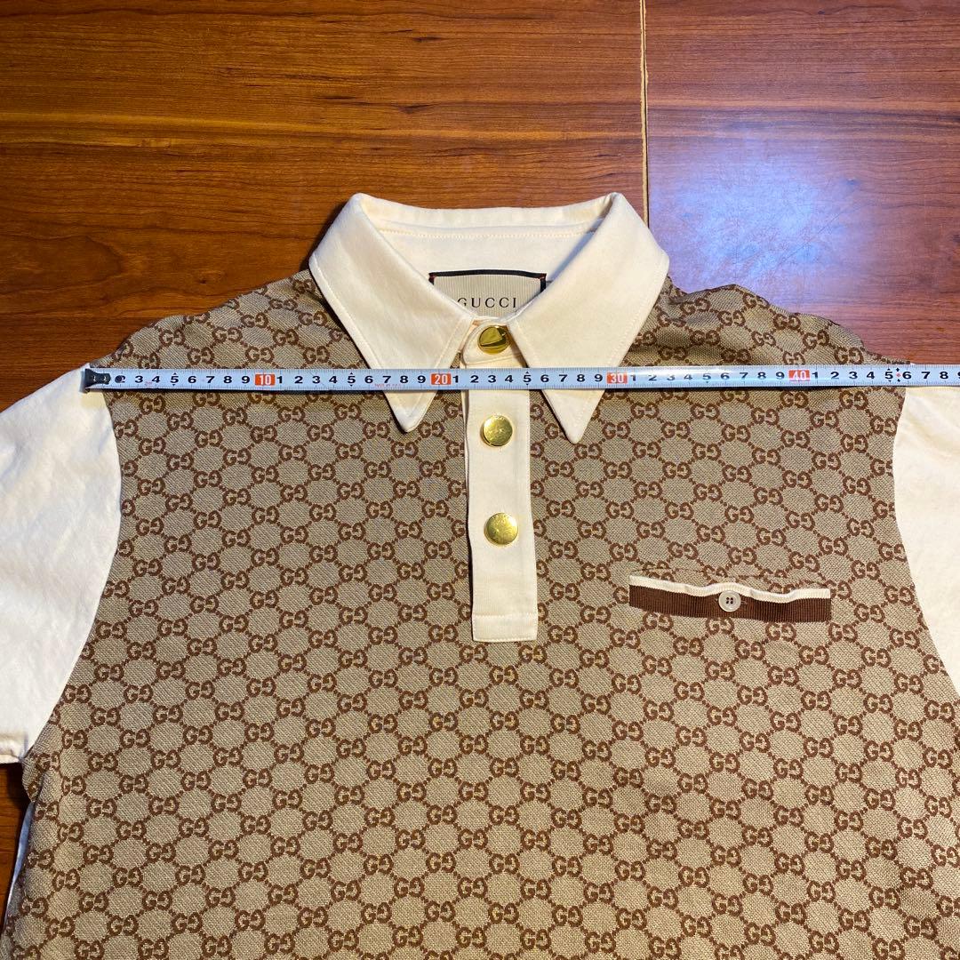GUCCI GGパターン ポロシャツ ベージュ/アイボリー　シルク混