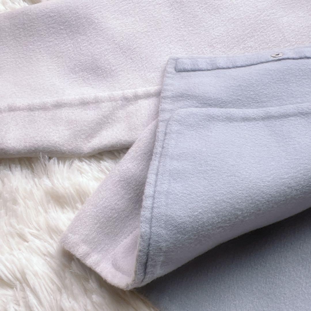 美品　HERMÈSエルメス カシミヤ ショート　ノーカラー　コート　ブルーグレー